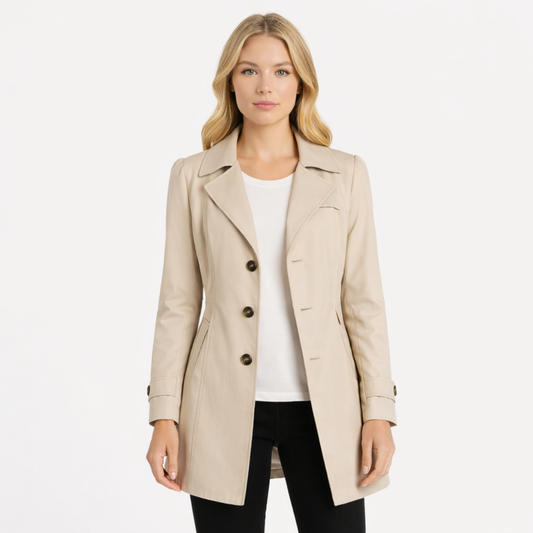 Women’s Longline Trench Coat – Button-Front Tailored Style