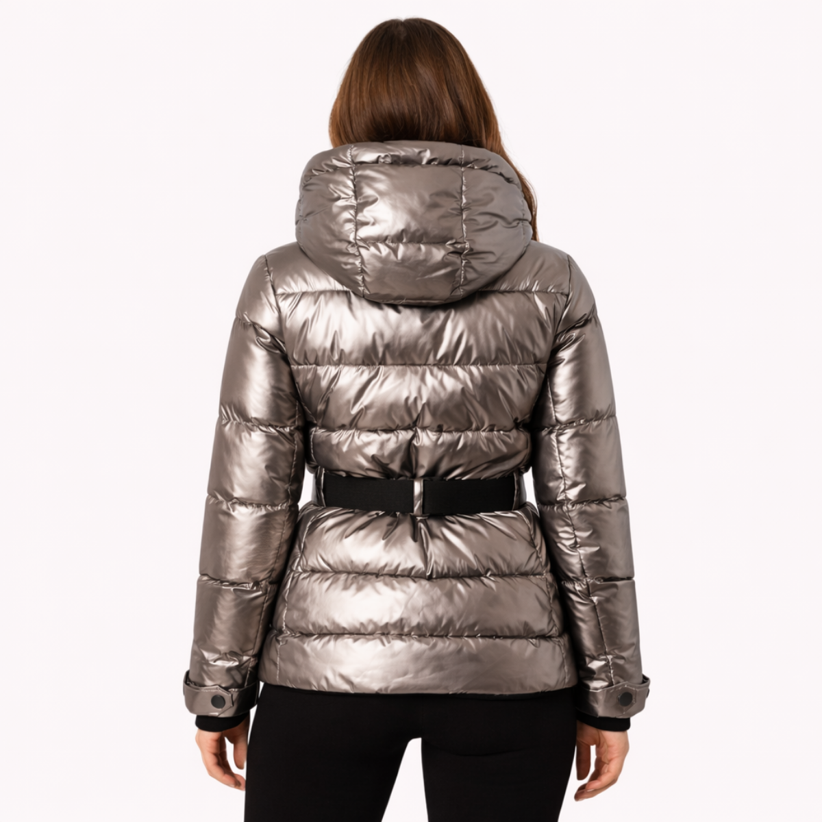 Women’s Belted Hooded Quilted Puffer Jacket – Contemporary Mid-Season Outerwear
