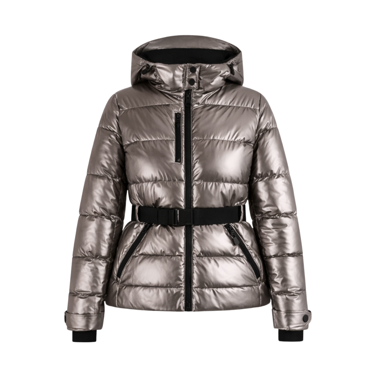Women’s Belted Hooded Quilted Puffer Jacket – Contemporary Mid-Season Outerwear