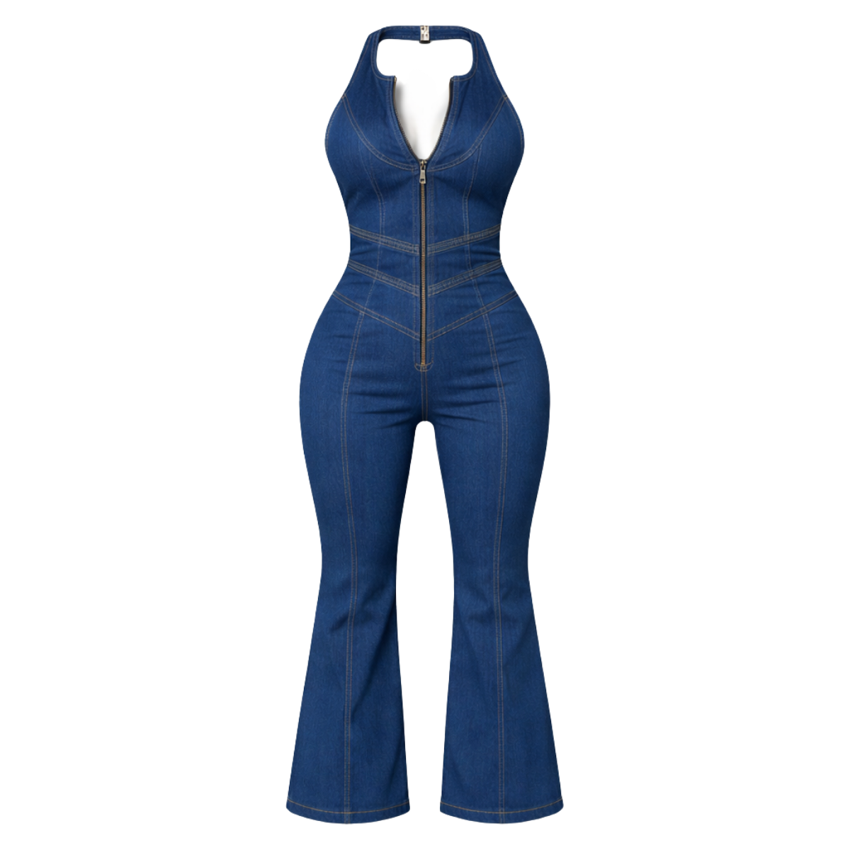 Women’s Contemporary Denim One-Piece Jumpsuit – Modern Everyday Style