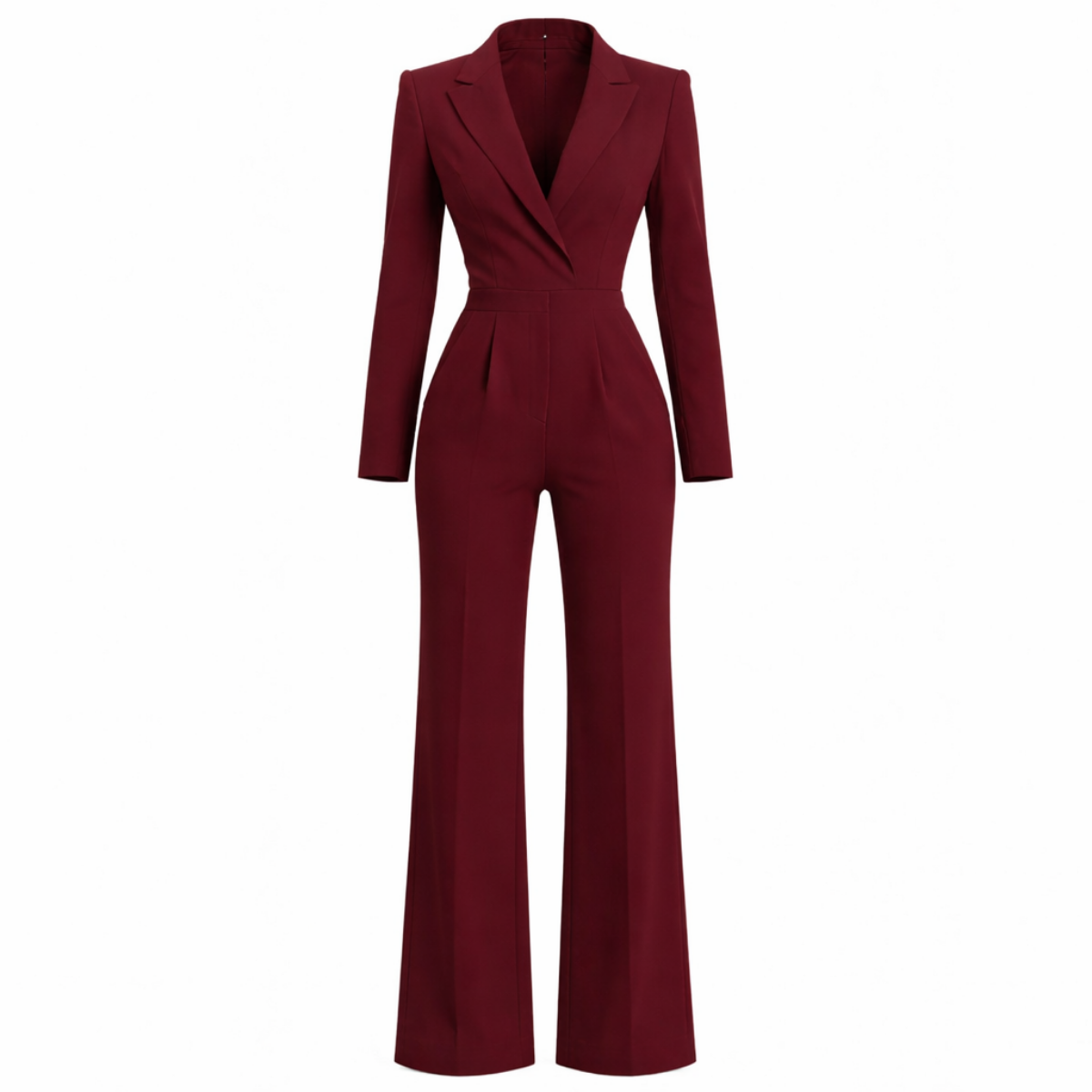 Tailored V-Neck Wide-Leg Jumpsuit with Structured Fit